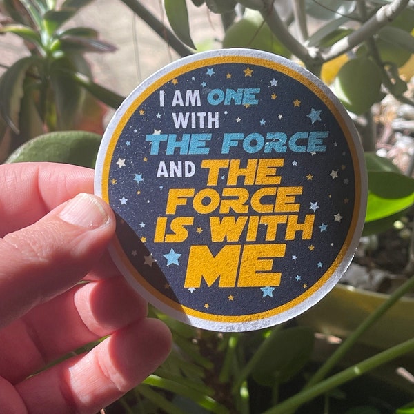 WITH THE FORCE Vinyl Sticker, Geeky Stickers, Laptop Sticker, Sci-Fi Sticker, Birthday Gifts, Stocking Stuffers, Space Themed Stickers