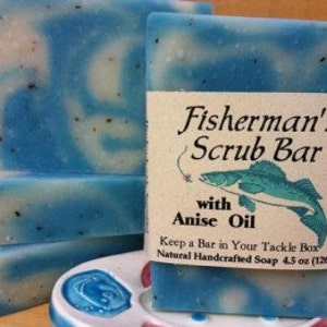 Two Bars of Fisherman's Scrub - Fishing Secret Soap- Handmade Anise Soap, Fishing Gift for him, dad, husband, birthdays