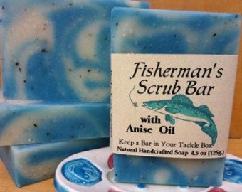 Two Bars of Fisherman's Scrub - Fishing Secret Soap- Handmade Anise Soap, Fishing Gift for him, dad, husband, birthdays