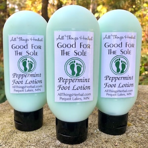 Peppermint Foot Lotion with mint for tingle, good for the sole, perfect for massage, relaxation, peppermint pedicure