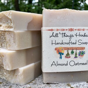 Almond Oatmeal Handmade Soap - Skin Soothing, Classic All Natural Handcrafted Soap