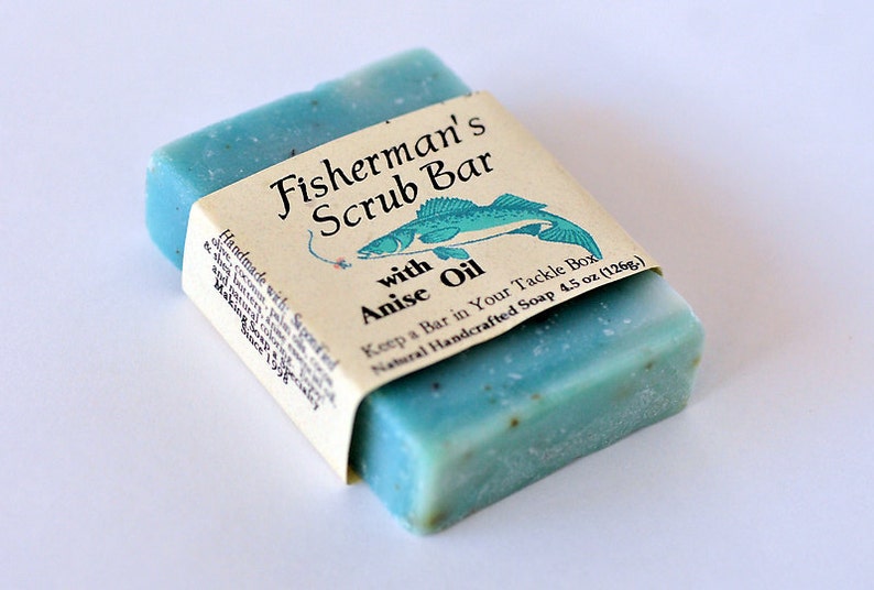 Two Bars of Fisherman's Scrub Fishing Secret Soap Handmade Anise Soap, Fishing Gift for him, dad, husband, birthdays image 2