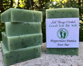 Peppermint Foot Scrub Bar with mint for tingle  and poppy seeds for massage, foot spa bar, good for the sole