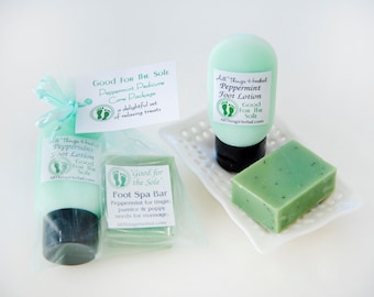 FREE Shipping- Peppermint Pedicure 'Good for the Soul' gift set, relaxing treats to pamper feet, spa package, birthday, foot care gift set