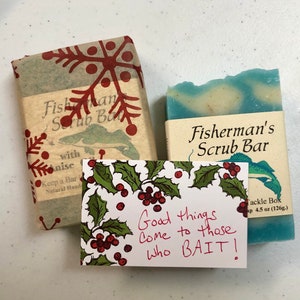 Two Bars of Fisherman's Scrub Fishing Secret Soap Handmade Anise Soap, Fishing Gift for him, dad, husband, birthdays image 4