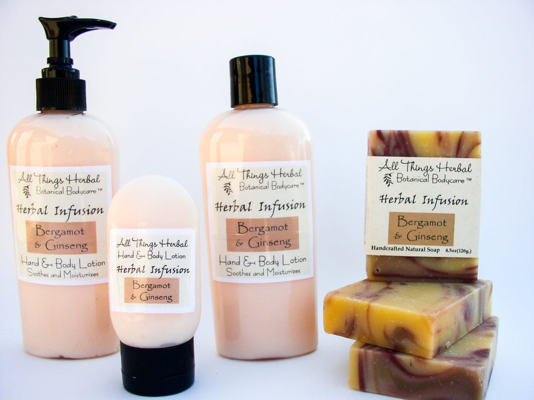 Bergamot & Ginseng LARGE Hand and Body Lotion Handmade Herbal Fragrant