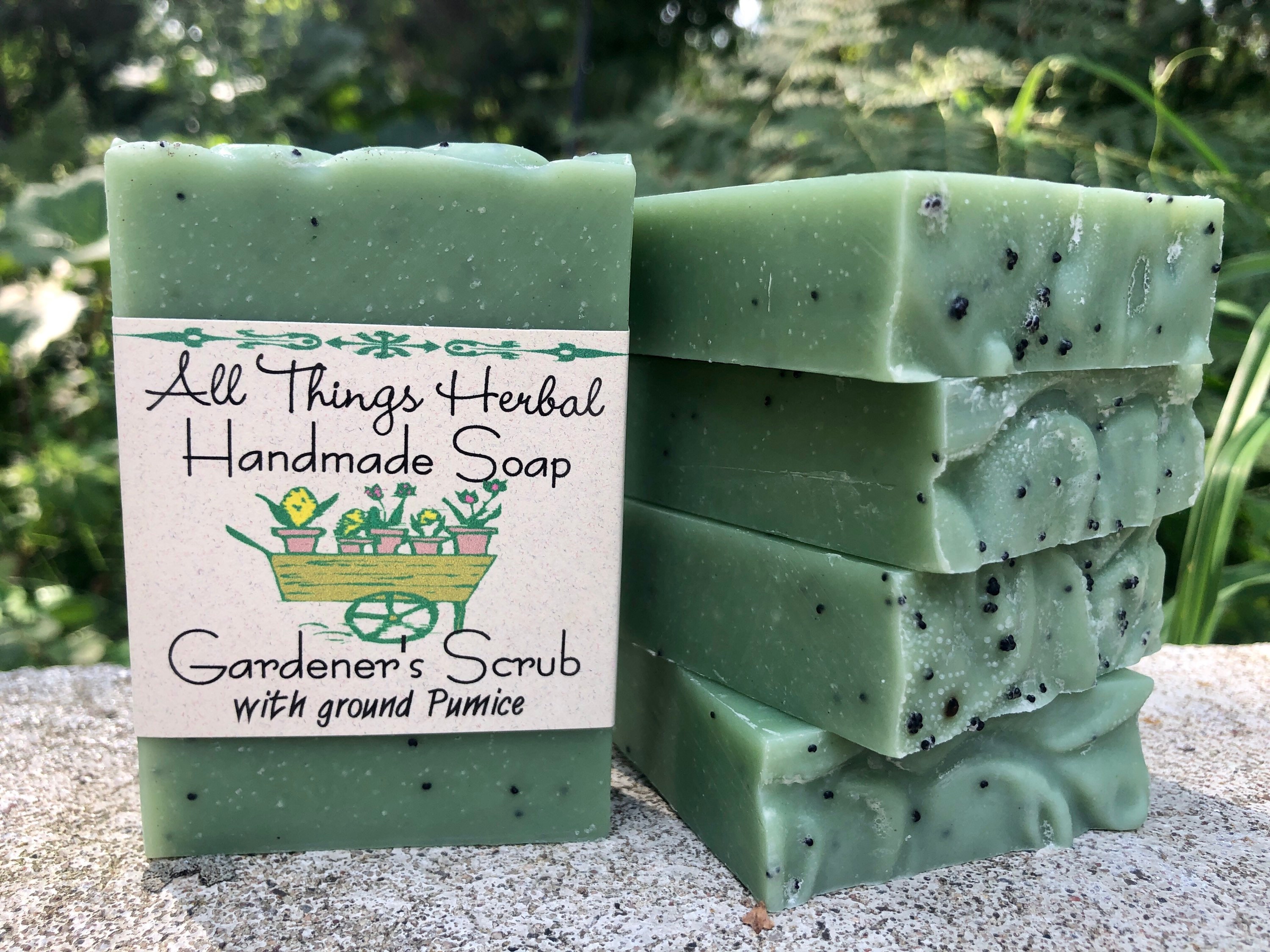 Peppermint Pumice Gardener's Herbal Soap Handcrafted Natural Soap