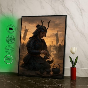 Warrior Woman in Armor Canvas Wall Art Print  Medieval Style Living Room Decor  Statement Piece