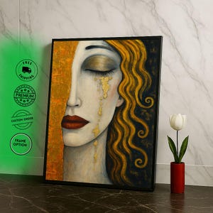Elegant Woman Portrait Canvas Wall Art Print  Abstract Beauty Living Room Decor  Statement Piece