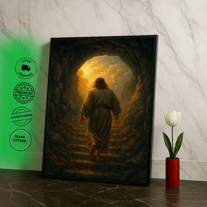 Radiant Jesus Ascending Canvas Wall Art Print  Spiritual Living Room Decor  Statement Piece