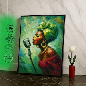 Powerful Jazz Singer Canvas Wall Art Print  Vibrant Living Room Decor  Luxury Gift