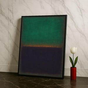 Mark Rothko Inspired Green and Purple Canvas Bold Color Field Painting for Contemporary Homes