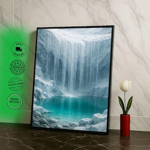 Tranquil Waterfall Canvas Wall Art Print  Serene Nature Scene Living Room Decor  Ready to Hang