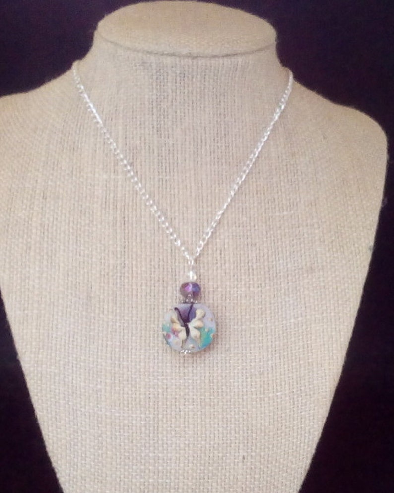 BUTTERFLY Handmade Lampwork Glass Pendant Necklace Ln443 Birthday Bug by Lynn Sra jewelry gift Crystal Vacation Picnic Beach