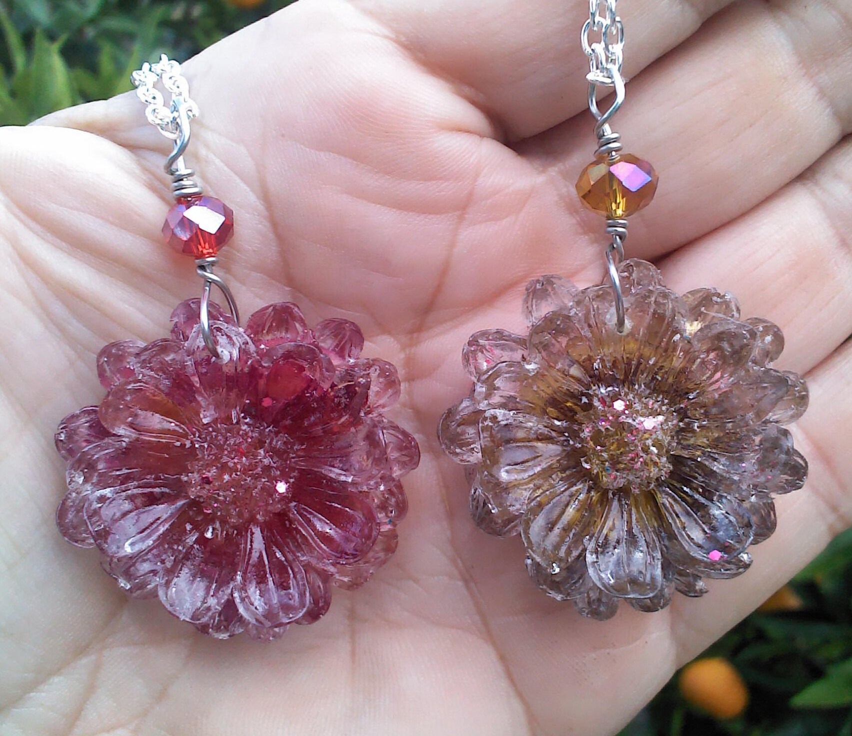 Real Flower Petals in a Flower shape Resin Pendant Choice of Etsy