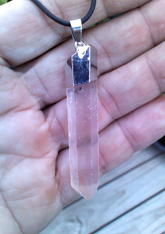 Large Natural Quartz Crystal Point Pendant Ln1461 Black - Large Quartz Crystal Pendant Large Natural Quartz Crystal Point Pendant Ln1461 Black - Large Quartz Crystal Pendant