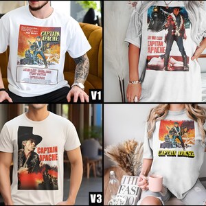 Captain Apache V1-V4 movie poster vintage retro print Natural cotton T shirt 8 COLORS women men unisex