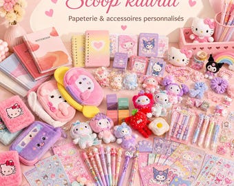 Box Surprise Enfant Papeterie Kawaii Personnalisée, Cadeau Anniversaire, Scoop, Stickers, Carnets, Porte-clés, Accessoires Mignons.