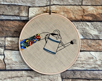 Wall hanging hoop art The Watering Can