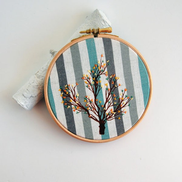 Cuckoo's Tree 1 - original mixed media embroidery hoop