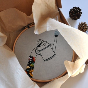 Sowing embroidery wall hanging hoop art image 3