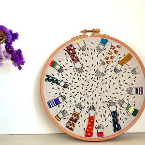 Sowing embroidery wall hanging hoop art image 1