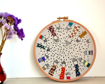 Sowing embroidery wall hanging hoop art