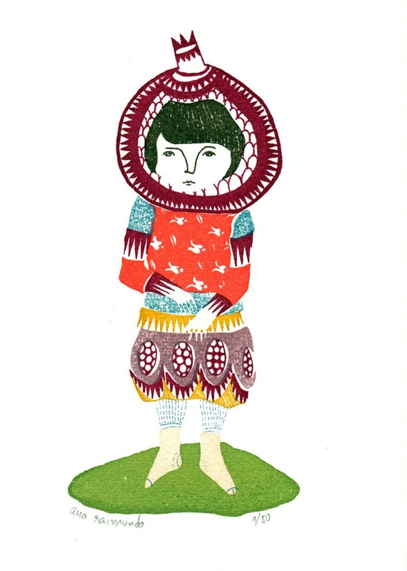 Serigrafia gocco de chica granada Etsy Mexico