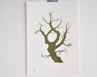 Hide-and-Seek Tree -  original art gocco screenprint