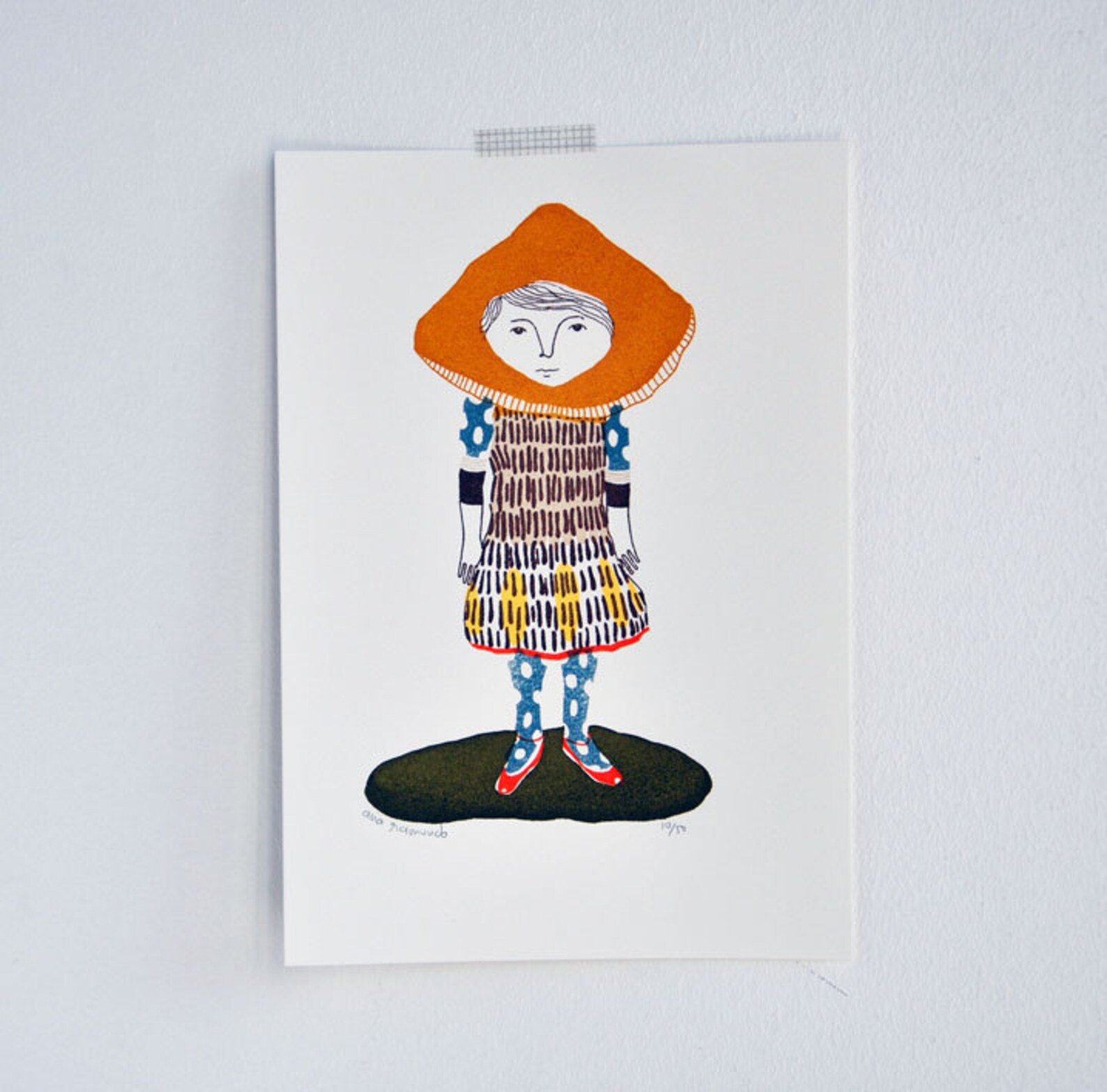 Miscaro Girl Gocco Screen Print Limited Edition Etsy