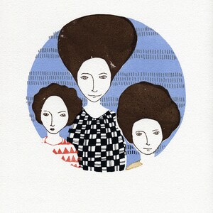 Big Headed Women original art gocco print image 4