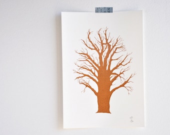 Wisdom Tree - original art screen print tree art home decor