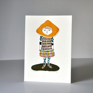 Miscaro Girl gocco screen print limited edition image 5