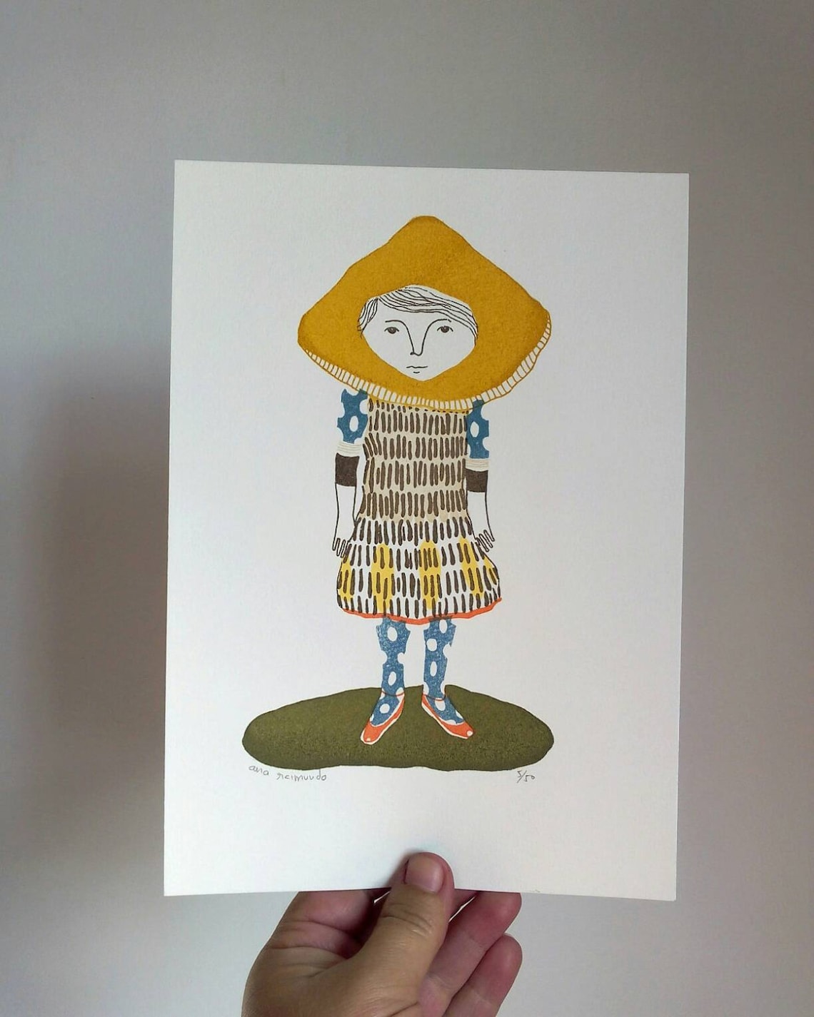 Miscaro Girl Gocco Screen Print Limited Edition Etsy