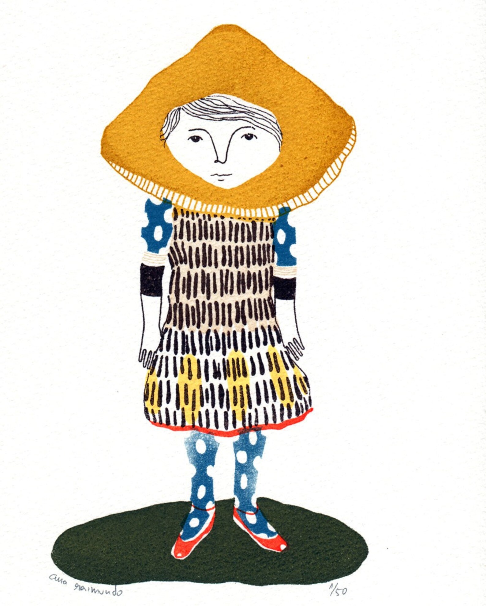 Miscaro Girl Gocco Screen Print Limited Edition Etsy