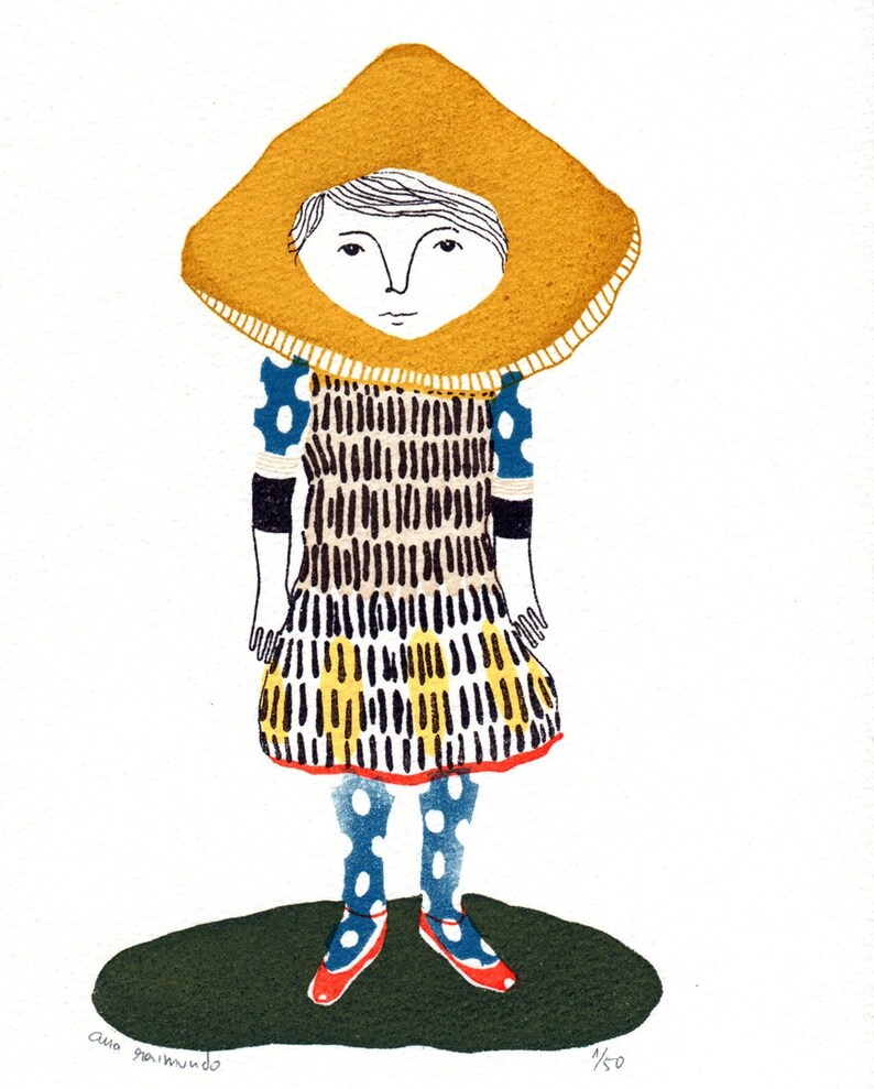 Miscaro Girl gocco screen print limited edition image 4