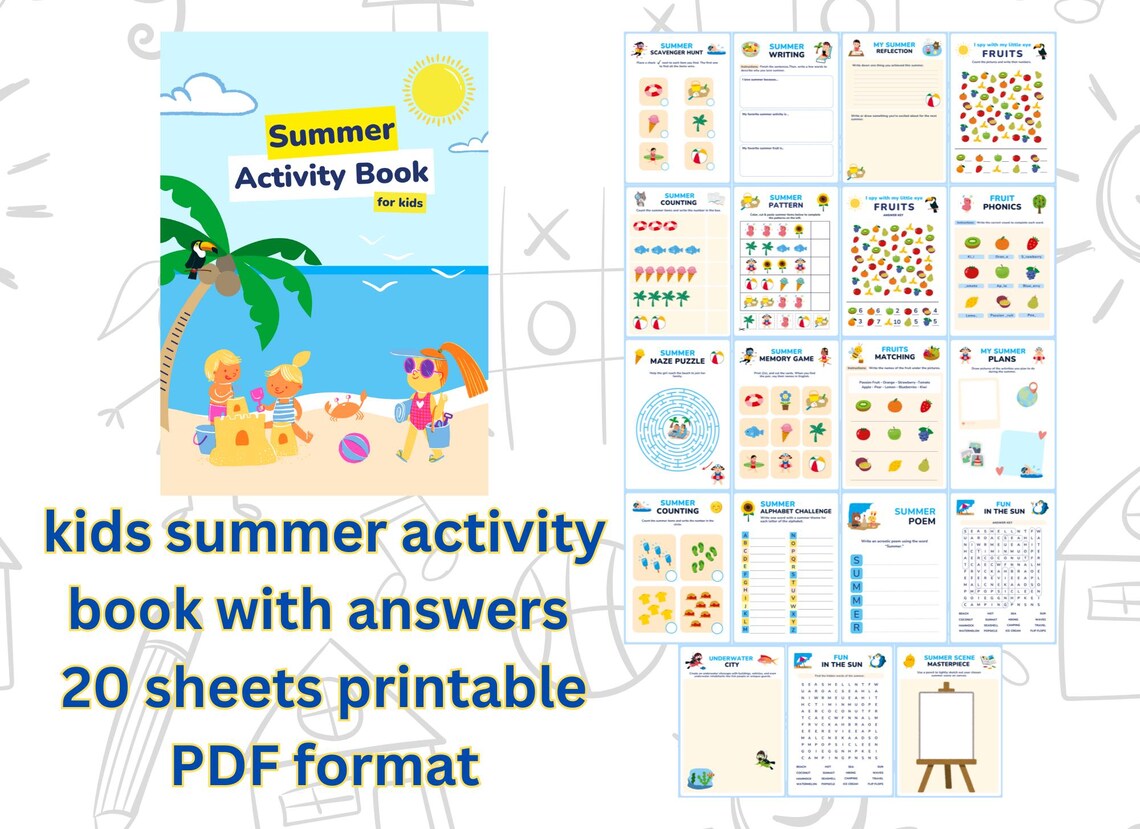 Printable Activity Bundle, Kids Activity Pages, Word Search, Drawing ...