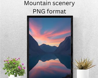 Minimalist Mountain Landscape - Mountain water falls - Mountain scenery - Instant Artwork for Modern Home Décor - Rocky mountain