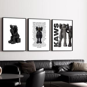 Black and White Kaws Poster, Hypebeast Toys Poster Set of 3