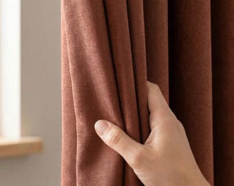 Luxury Heavyweight Linen Curtains, Custom Size Thick Drapery for Living Room and Bedroom, 28 Colors