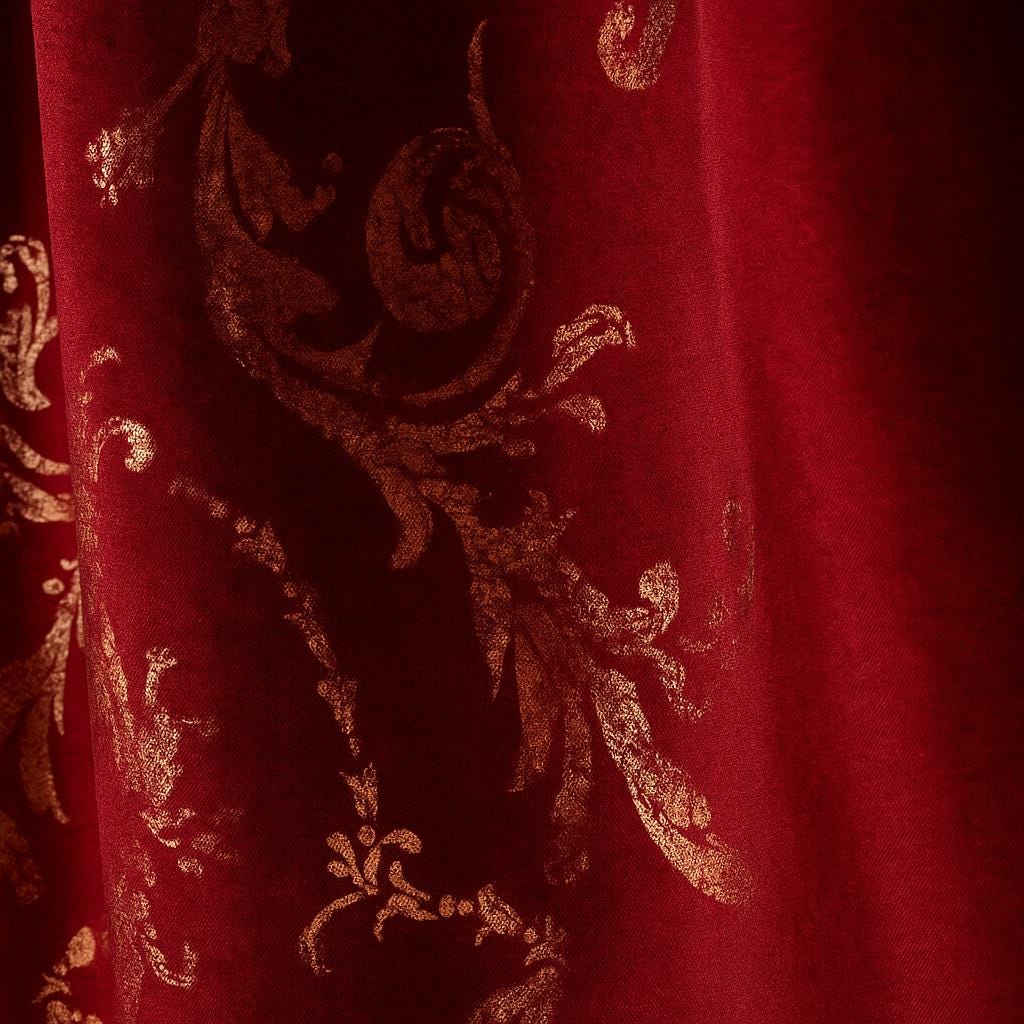 Luxury Dark Red Velvet Curtains With Gold Accents, Made to Order Heavy ...