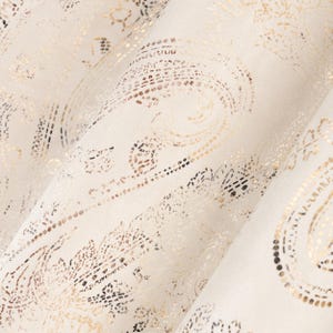 Luxury Velvet Curtain Panel: Cream & Gold Paisley Drapes, Blackout Option