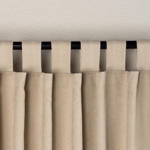 Extra Wide 100% Blackout Tab Top Linen Curtain for Bedroom & Living Room, 48 Colors, Rustic Farmhouse Linen Tab Top Blackout Curtain