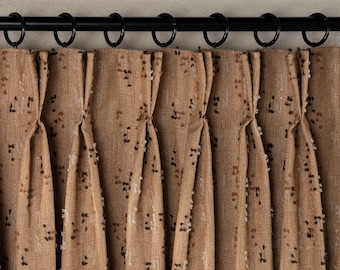 100% Blackout Double Pinch Pleat Linen Curtains, Custom Natural Textured Linen Blackout Drapes, Thermal Insulated Modern Drapery Panels
