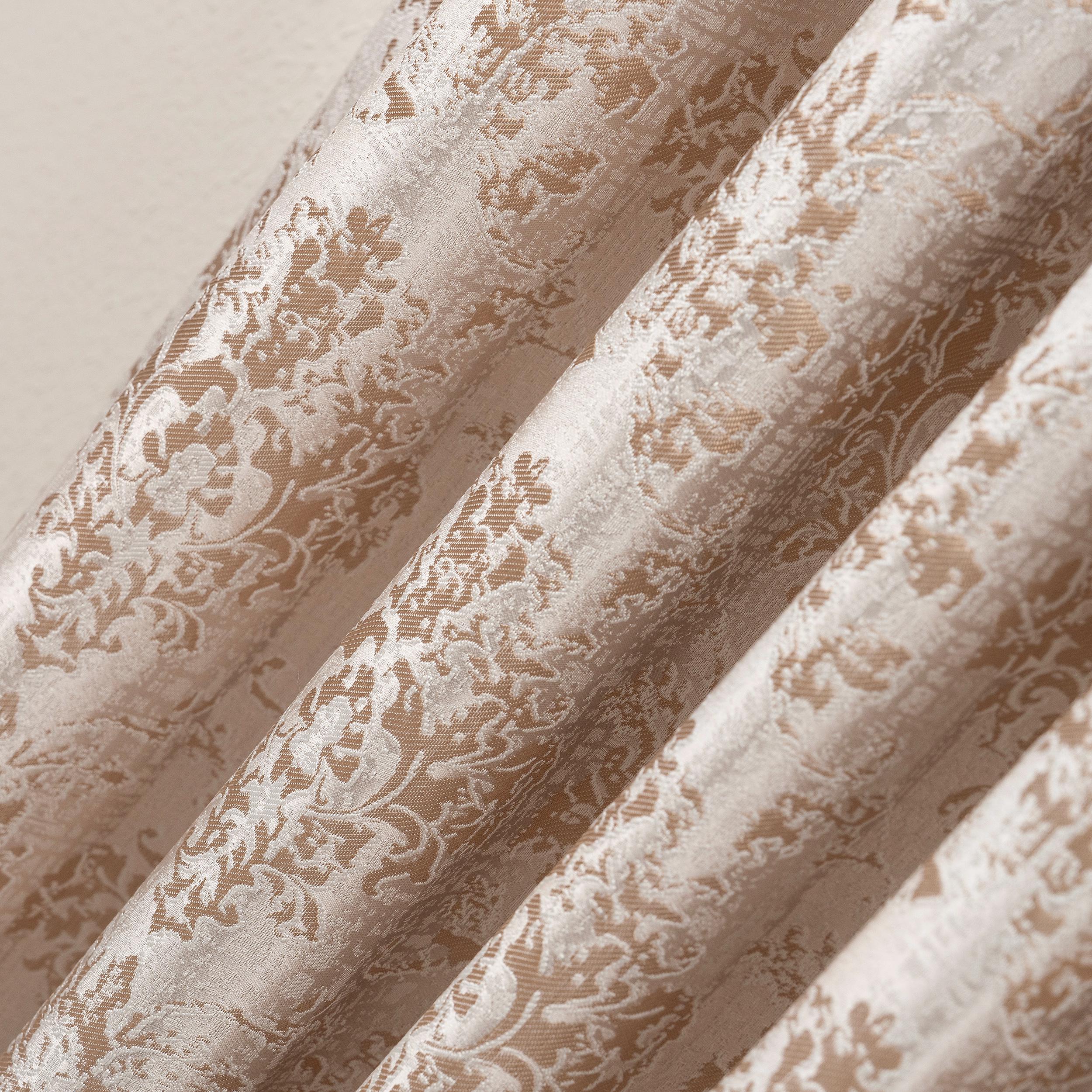 Gold Damask 100% Blackout Curtain: Double Pinch Pleat, Thermal Insulated Jacquard Drapery