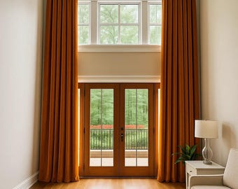 Extra Long Velvet Curtains, Custom Drapes for 10, 12, 13, 15, 16, 17, 18, 20, 24 feet Window, 35+ Colors