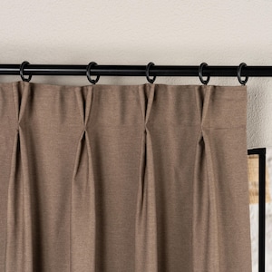 Panel de cortina 100 % opaco: aspecto de lino natural, doble pliegue - Tamaño personalizado