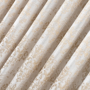 Luxury Damask Jacquard Gold Beige Curtains | Vintage Brocade Drapes | Custom Size & Heading Options | 4 Color Available