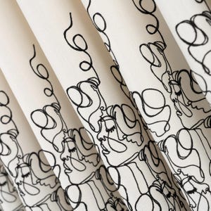 100% Blackout Linen Curtains: Modern Face Embroidery, Custom Window Panel