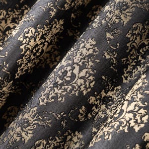 Gold Gray Damask Jacquard Curtain Panel, 4 Colors, Unlined Luxury Drapery, Elegant Traditional Window Treatment